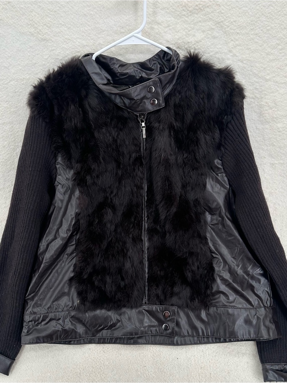 2000s Elena Gilbert Style Fur and Faux Leather Jacket